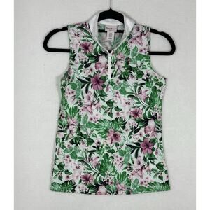 Womens Tommy Bahama Golf - Sleeveless Tropical Floral 1/4 Zip Shirt, XS Resort